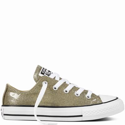 Converse Chuck Taylor All Star Glitter Low Tops Kids - Gold/Beige/White Shoes (212YXVWI)